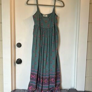 Natural Life rayon Floral Green Flowy Adjustable Spaghetti Straps Cottage small